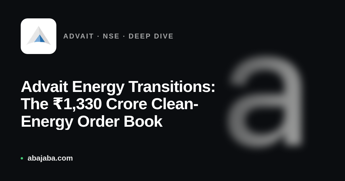 Advait Energy Transitions: The ₹1,330 Crore Clean-Energy Order Book