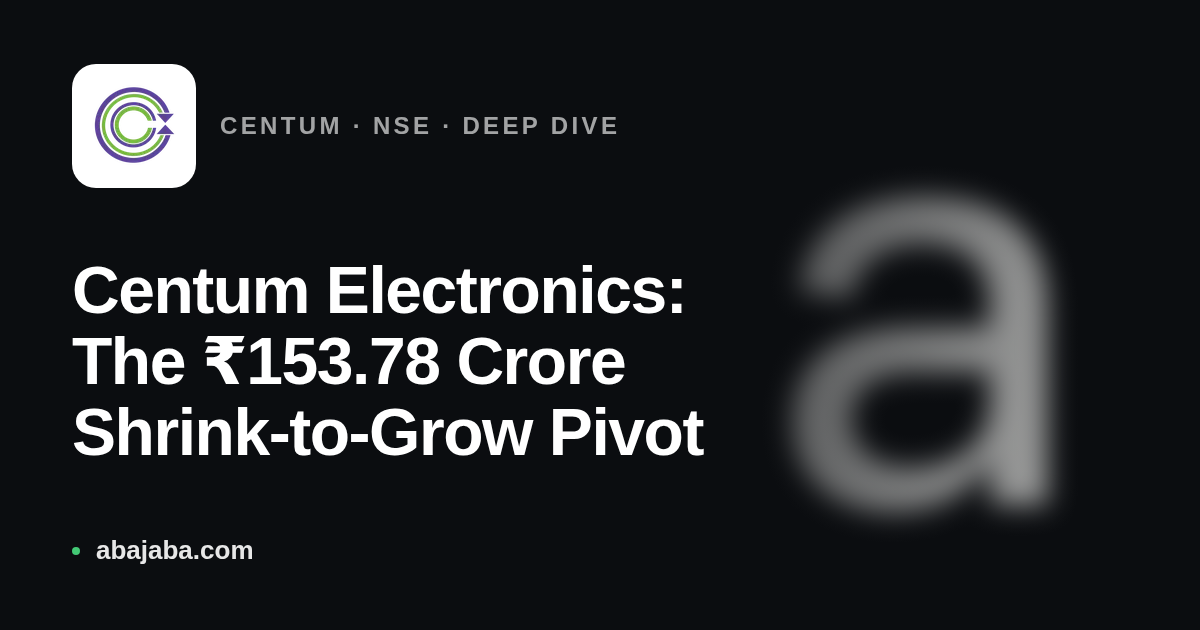 Centum Electronics: The ₹153.78 Crore Shrink-to-Grow Pivot