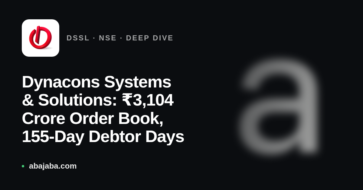 Dynacons Systems & Solutions: ₹3,104 Crore Order Book, 155-Day Debtor Days