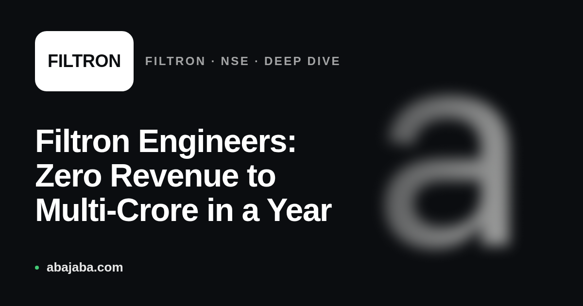Filtron Engineers: Zero Revenue to Multi-Crore in a Year