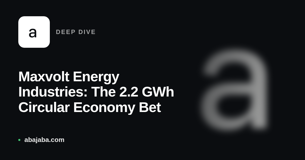 Maxvolt Energy Industries: The 2.2 GWh Circular Economy Bet