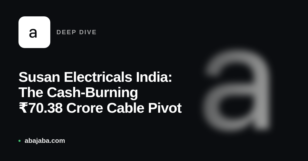 Susan Electricals India: The Cash-Burning ₹70.38 Crore Cable Pivot